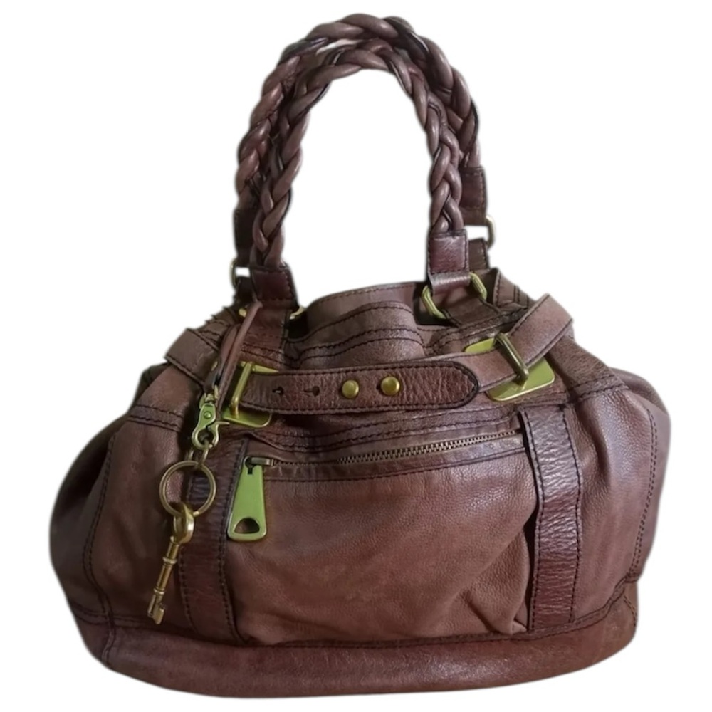 RARE Fossil Fifty-four Tote Hand Bag Genuine Leather Bag Y2K Purse